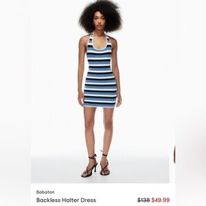 Babaton by Aritzia striped knit halter dress